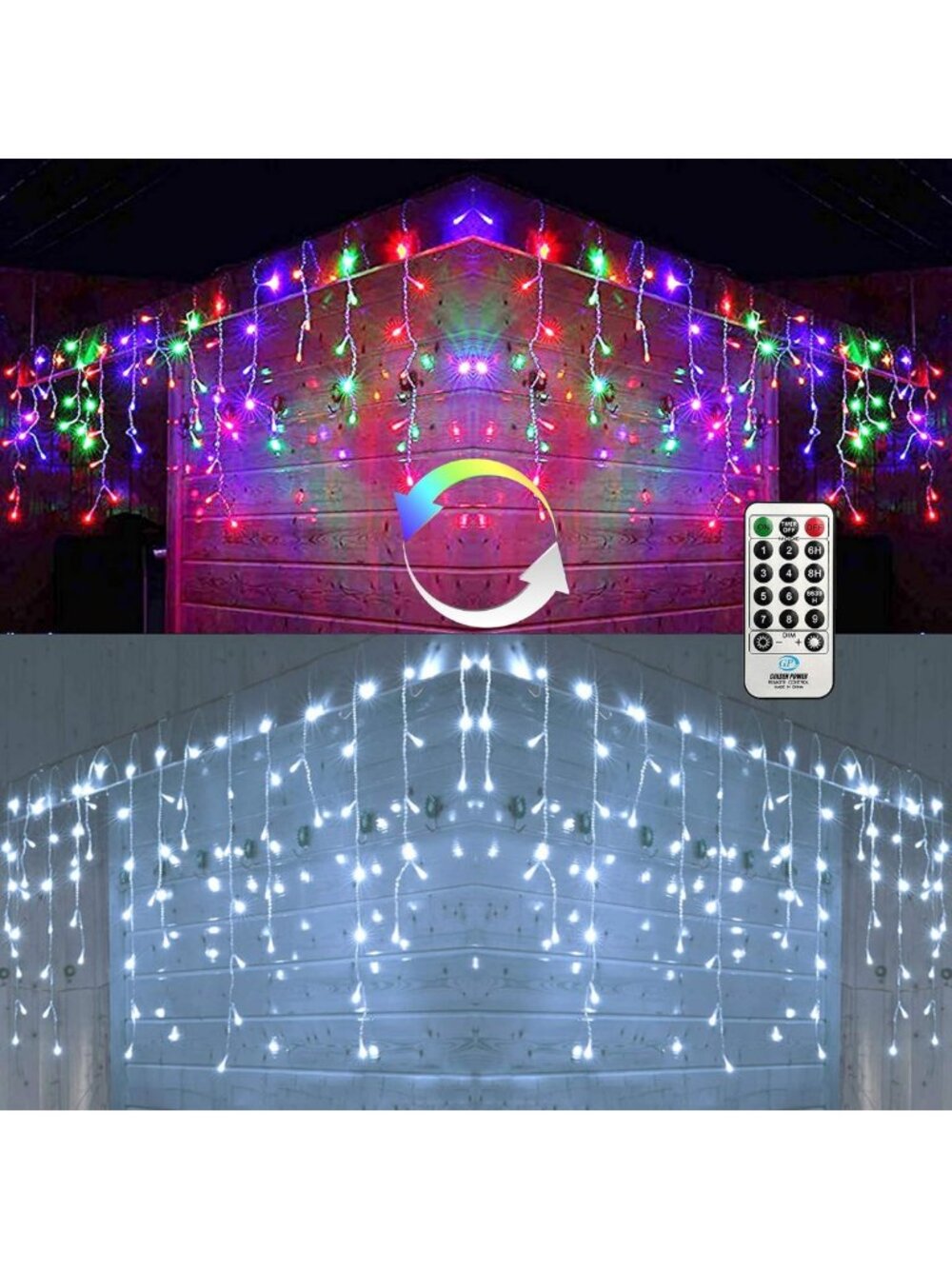 Color Changing Christmas Icicle Lights - 60 Drops, 29.5ft LED Twinkle Fairy
